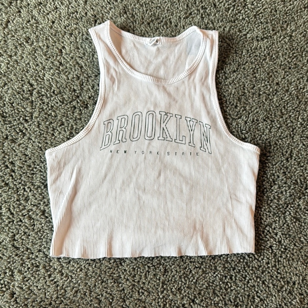 Garage Brooklyn White Ribbed Tank Top